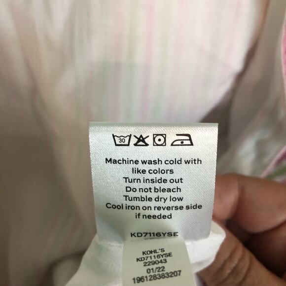 Draper James RSVP Size XXL Seersucker Green Pink Striped Wrap Dress Puff Sleeve - Picture 7 of 7